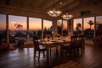 professional catalog image with full dining room table Cinematic Editorial Photography
