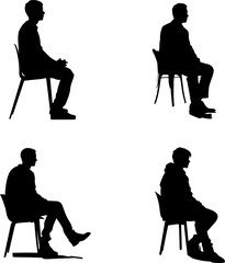 silhouettes of people sitting on a chair, sitting person silhouette