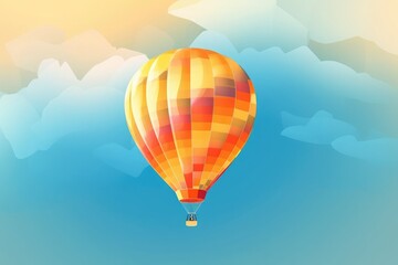 Fototapeta na wymiar Hot Air Balloon Day. a hot air balloon flying through a cloudy sky, a digital painting, colorful vector illustration, blurred and dreamy illustration, pastel colourful 2 d. Generative ai