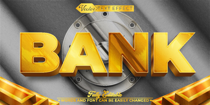 Golden Security Bank Vector Editable Text Effect Template