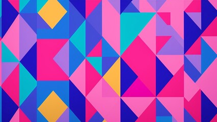 An Expressive Geometric Pattern Of Pink, Blue, And Yellow