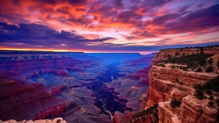 Fototapeta na wymiar beautiful twilight sky above a canyon generative ai