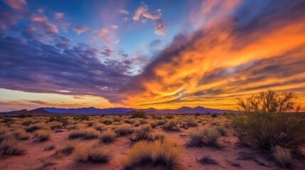 beautiful twilight sky above a desert. generative ai