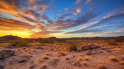 Obraz premium beautiful twilight sky above a desert. generative ai