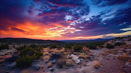 Fototapeta na wymiar beautiful twilight sky above a desert. generative ai
