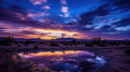 Fototapeta na wymiar beautiful twilight sky above a desert. generative ai
