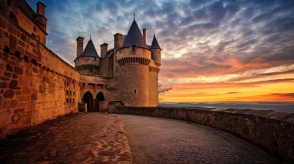 Tuinposter beautiful twilight sky above a historic castle generative ai © ThisDesign