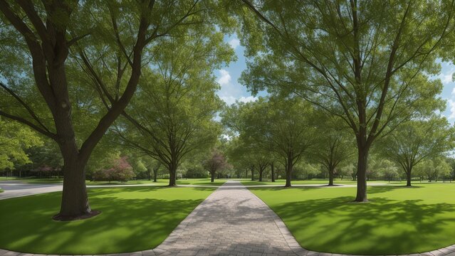 A Daring View Of A Park With A Path And Trees