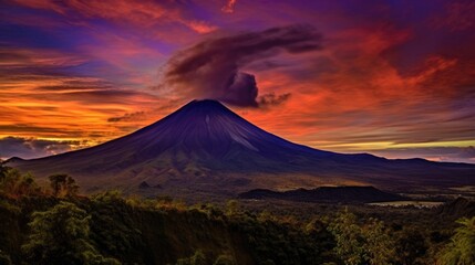 Fototapeta premium beautiful twilight sky above a volcano generative ai