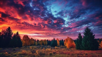 beautiful twilight sky in an autumn scenery generative ai