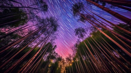 beautiful twilight sky in a bamboo forest generative ai