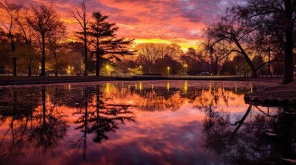 beautiful twilight sky in a city park generative ai
