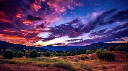 beautiful twilight sky in a valley, generative ai