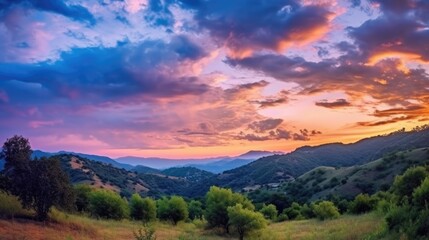 beautiful twilight sky in a valley, generative ai