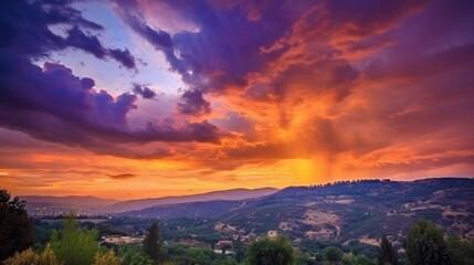 beautiful twilight sky in a valley, generative ai