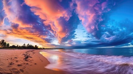 Fototapeta na wymiar beautiful twilight sky over a beach generative ai
