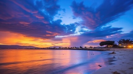 beautiful twilight sky over a beach generative ai