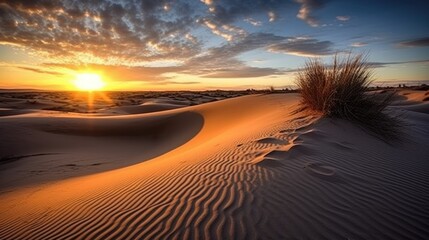 Fototapeta na wymiar beautiful twilight sky over sand dunes generative ai
