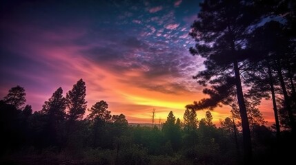 Obraz premium beautiful twilight sky surrounded by hills generative ai