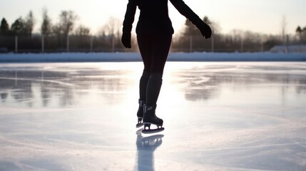professional ice skater practicing their routine generative ai