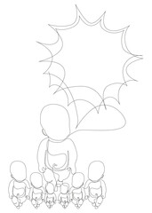 One continuous line of speech bubble with baby. Thin Line Illustration vector concept. Contour Drawing Creative ideas.