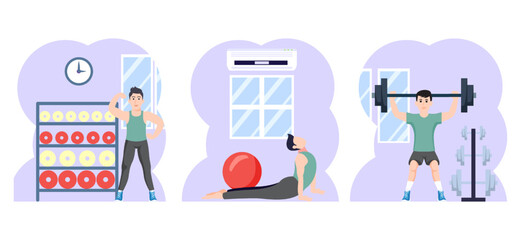 Workout Flat Bundle Design Illustration