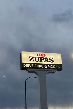 St. George, UT - May 2023 -Cafe Zupas Sign. Cafe Zupas Serves House-made And Globally-inspired Soups, Salads, Sandwiches, And Desserts 