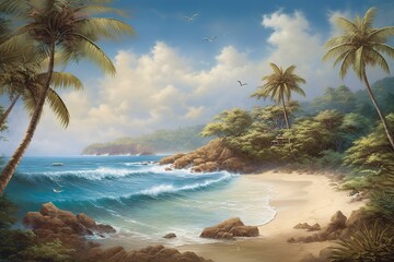 Tropical island with beautiful beach.