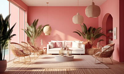 Stylish and scandinavian living room interior of modern apartment. generated by AI