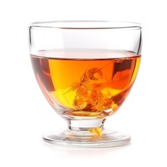 Glass cup of hot aromatic tea isolated on white background