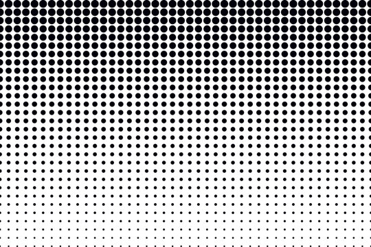 Halftone dot effect in black and white, y2k, comic, pop art seamless background for web banner, poster design vector illustration.