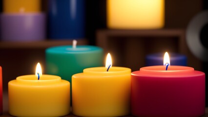 Fototapeta na wymiar An Image Of A Delightfully Whimsical Display Of Brightly Colored Candles AI Generative