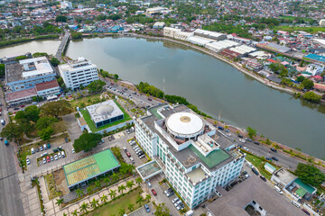 Iloilo City, Philippines - Iloilo Provincial Capitol, the Iloilo river, and the surrounding...