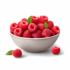 Realistic Raspberries In A Bowl On White Background Illustration