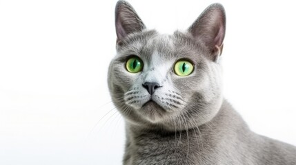 Gray cat with green eyes sitting generative ai