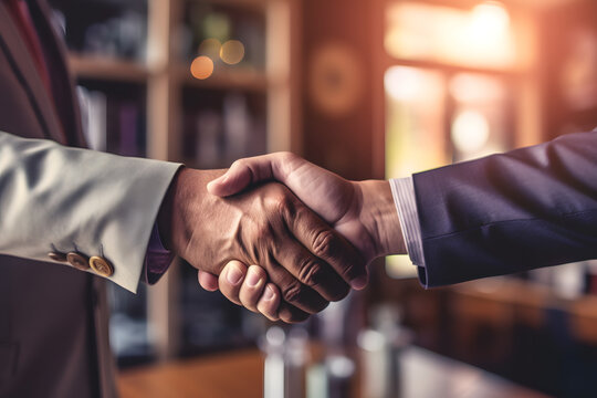 Businessman handshake for teamwork of business merger and acquisition,successful negotiate,hand shake,two businessman shake hand with partner to celebration partnership and business deal 