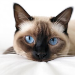 siamese cat with blue eyes on a white background generative ai