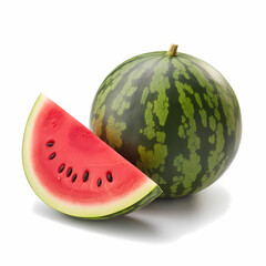 Whole And Slice Of Fresh Watermelon Illustration