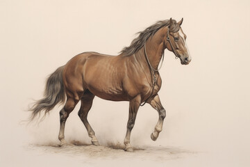 Obraz na płótnie Canvas Colour pencil drawing of a horse - Generative AI
