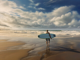 Fototapeta na wymiar Surfer on the beach.