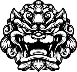 balinese barong mask illustration