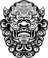balinese barong mask illustration