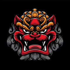 balinese barong mask illustration