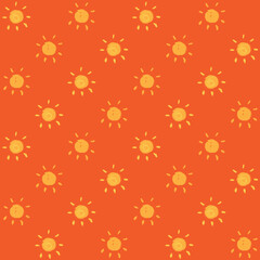 Hand Drawn Sun Vector Seamless Pattern