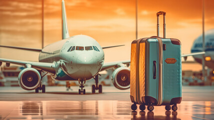 traveller suitcase in the airport.