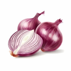 Two Whole Onion And A Half-Cut Onion. Generative AI