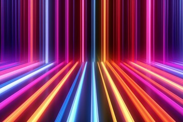 Abstract background with glowing lines in red, blue and yellow colors, generative Ai