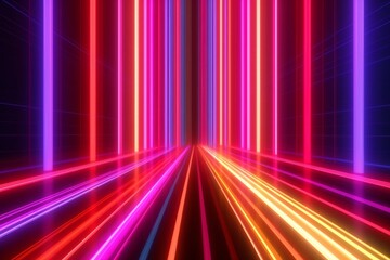 3D rendering of an abstract background with neon lights and a tunnel, generative Ai