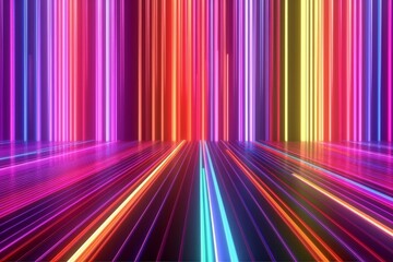 Abstract background with glowing lines and stripes. 3d rendering, 3d illustration, generative Ai