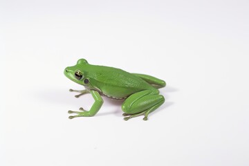 cute green frog perched on a white surface Generative AI